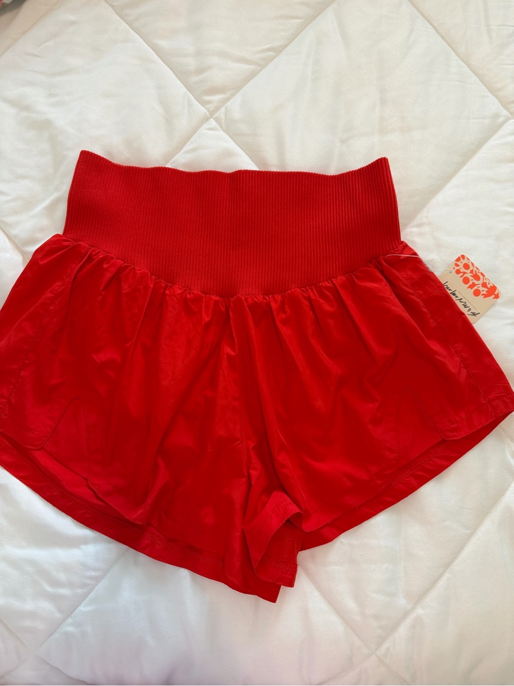Free People Bright Red High-Waist Athletic Shorts